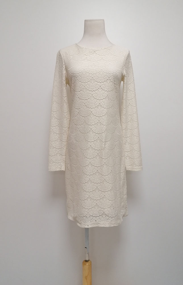 Damen Kleid weiß langarm Spitze Größe S C 5236  eBay